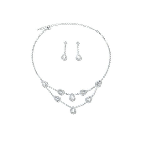 Rhinestones Necklace Earrings Jewelry Sets for Wedding Bridal Party
