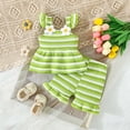 thumbnail image 2 of HAYIMI Toddler Girls Striped Camisole Tops And Lace Shorts Outfit Sets Casual Two Piece Summer Wear Soft Clothes Sets, 2 of 5
