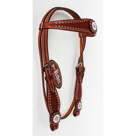 Horse Show Saddle Tack Rodeo Bridle Western Leather Headstall Brown Pink