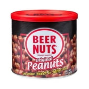 BEER NUTS Original Peanuts - Travel Size Sweet & Salty Bar Nuts - Gluten Free, Kosher, Low Sodium Peanut Snacks - 12oz Resealable Can