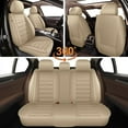 thumbnail image 4 of JIAMAOXIN Full Set Car Seat Covers for Nissan Sentra 2008-2024 Leather Waterproof Seat Cover Protector (5 Seats, Beige), 4 of 5
