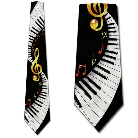 Keyboard Swirl Black Necktie Mens Tie by Steven Ha