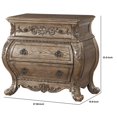 thumbnail image 5 of Benzara Three Drawer Nightstand With Antique Handles & Scrolled Legs, Vintage Oak Finish, 5 of 5