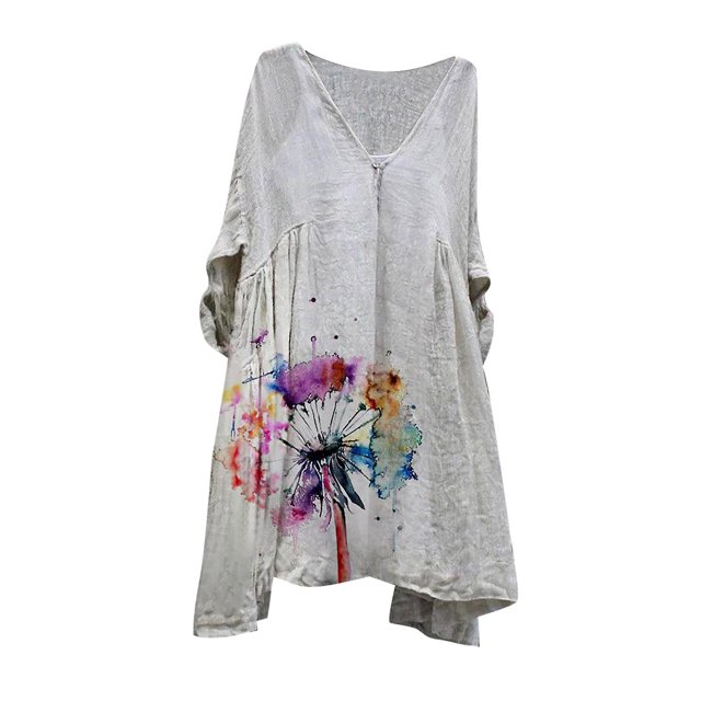 Vestido HUOGUO Vintage Floral Manga 3/4 para mujer, talla grande
