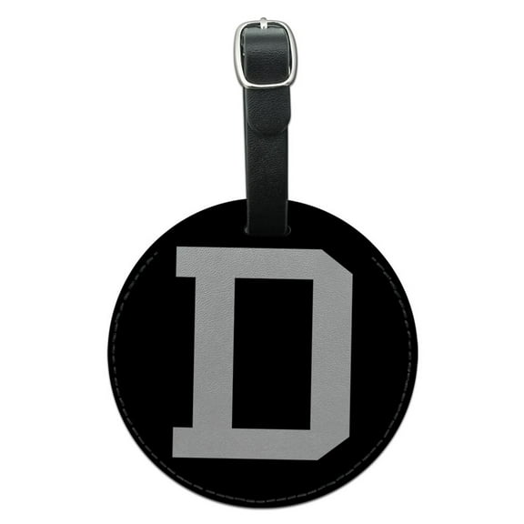 Graphics and More Letter D Initial Black White Round Leather Luggage ID Bag Tag