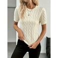 thumbnail image 3 of Women's Fashion Inspiration Twisted Rope Decorative Round-Neck Sweater, 3 of 5