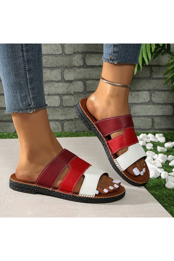 Womens Sandals Slide Open Toe Women Sandals Summer Shoes Women Watermelon Red 6.5