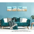 thumbnail image 4 of Beach Waves Wall Art Ocean Decor Sands Seashell Starfish Nature Pictures Blue Canvas Artwork Turquoise Wall Art for Bathroom Bedroom Living Room Office Kitchen Wall Decor 12" x 12" x 4 Pieces, 4 of 6