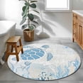 thumbnail image 4 of Blue Turtle Coastal Round Rug 4ft Washable Circle Entryway Rugs Non Slip Coral Summer Beach Nautical Ocean Blue Area Rug Indoor Floor Carpet for Bedroom Kitchen Living Room Home Office Dining Room, 4 of 8