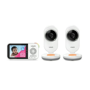 VTech 2 Camera 2.8” Digital Video Baby Monitor with Night Light, White, VM3254-2