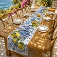 thumbnail image 4 of PoyoKee Table Runner, Mediterranean Lemon Print Table Cloth, Blue Tile Tablecloth Party Decorations for Kitchen and Dining, Home Decor, 72 x 13 inch, 4 of 6