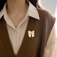 thumbnail image 5 of Vintage Gold Bow Brooch Pins Brooches Pearl Bow Brooch Lapel Pin Bowknot Bow Tie Surt Pin Elegant Metal Bow Brooch Pins Silk Scarf Button Buckle Accessories Decorative for Women, 5 of 7