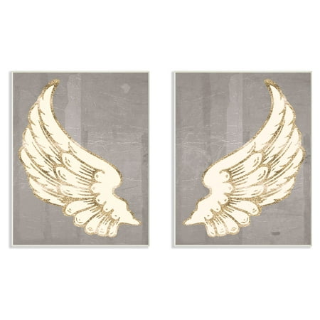 The Stupell Home Decor Collection Modern Baroque Angel Wings Dark Grey Wall Plaque Art - Set of 2