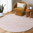 thumbnail image 2 of SAFAVIEH Rumi Barrett Striped Polyester Shag Area Rug, Pink/Ivory, 6'7" x 6'7" Round, 2 of 7