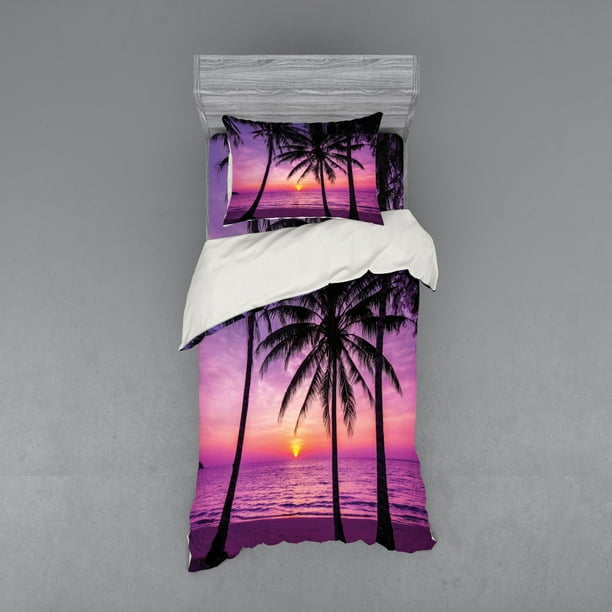 Ocean Duvet Cover Set Palm Trees Silhouette At Sunset Dreamy Dusk Warm Exotic Twilight Scenery Image Bedding With Shams And Fitted Sheet 3 Sizes By Ambesonne Com - Twilight Bedding Set Ocean Duvet Cover Set Palm Trees Silhouette At Sunset Dreamy Dusk Warm Exotic Twilight Scenery Image Bedding With Shams And Fitted Sheet 3 Sizes By Ambesonne Com - Twilight Bedding Set