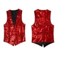 thumbnail image 3 of HXWCHs Reversible Sequin Glitter Vest for Men Sparkling Party Wear Shiny Metallic Double Night Out Fashion XXL Red, 3 of 4