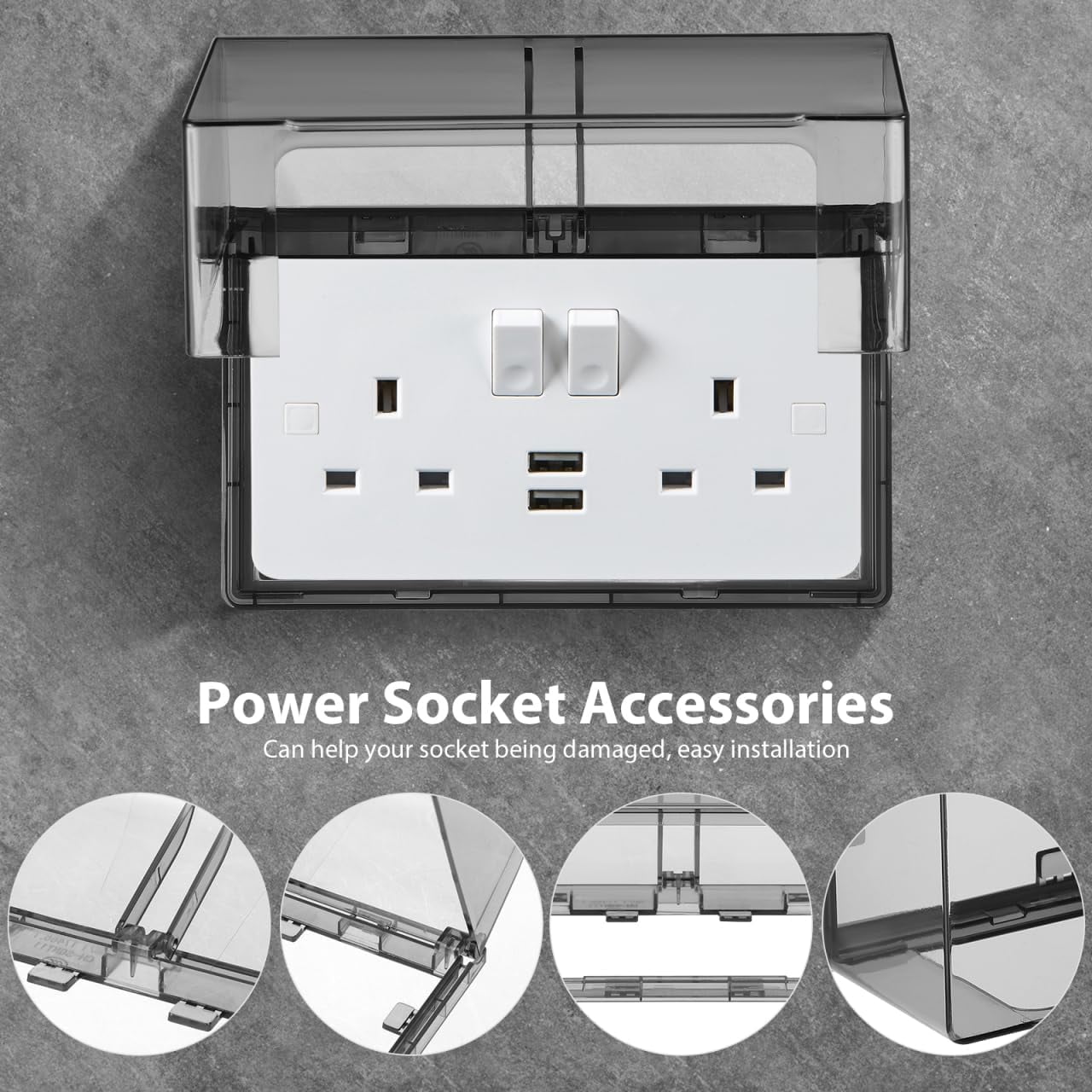 ABCISI Flip Weatherproof Outlet Cover, Wall Switch Electrical Power Outlet Cover, Socket Box Self Adhesive Receptacle Protector, Splash Guard for Bathroom and Outdoor Use (Gray)