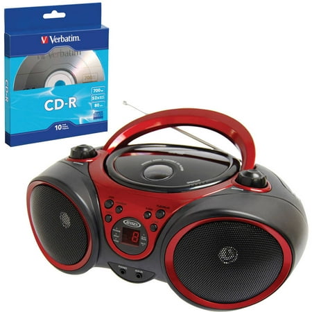 Jensen CD-490 Portable Stereo CD Player and Verbatim 97955 CD-R, 10