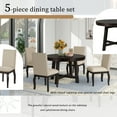 thumbnail image 6 of EUROCO 58" 5PCS Farmhouse Dining Table Set for 4,Solid Wood Dining Room Table Set with Round Extendable Dining Table and 4 Upholstered Dining Chairs,Espresso, 6 of 8