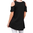 thumbnail image 2 of JustVH Women's Cold Shoulder Short Sleeve Casual Tunic Tops Loose Blouse Shirts, 2 of 3