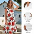 thumbnail image 6 of Uorisanigo Red Rose Matching Couple Outfits Valentine's Day Husban and Wife Clothing Men's Short Sleeve Shirt Hawaiian Shirts and Womens Summer Midi Dress Soft Party Dresses Size 2XS, 6 of 7