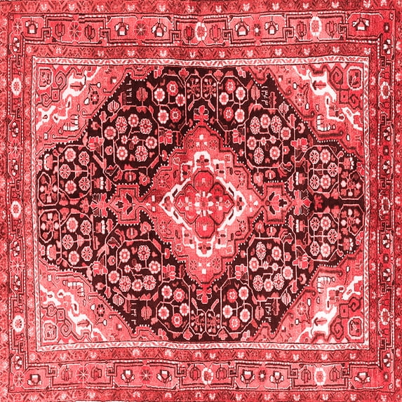 Ahgly Company Indoor Square Medallion Red Traditional Area Rugs, 8' Square