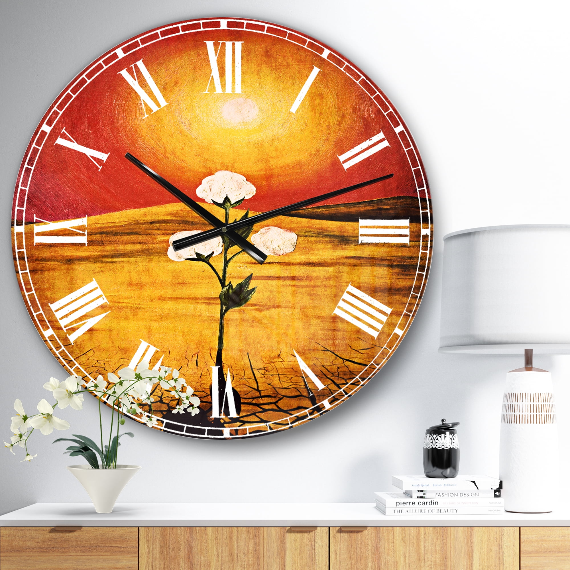 Designart 'Bright Sun in Flower' Traditional wall clock