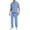 Sky Blue_002, variant on Domuza Mens Scrubs Set Regular Fit V-Neck Short Sleeve Solid Color Top & Straight Leg Pants Stretch Comfort Soft Caregiver Set with Pockets Black L