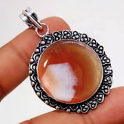 Red Geode Agate Gemstone Handmade Ethnic Unique Gift Pendant Jewelry 2.20" SA 63