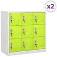 thumbnail image 1 of vidaXL Locker Cabinets 2 pcs Light Grey and Green 90x45x92.5 cm Steel, 1 of 5