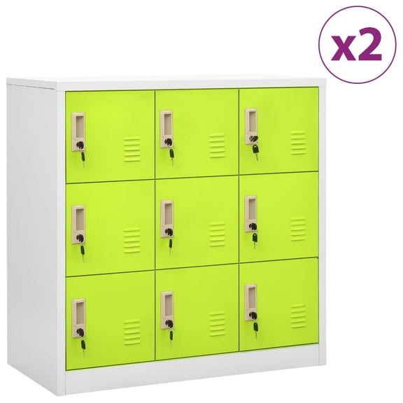 vidaXL Locker Cabinets 2 pcs Light Gray and Green 35.4"x17.7"x36.4" Steel