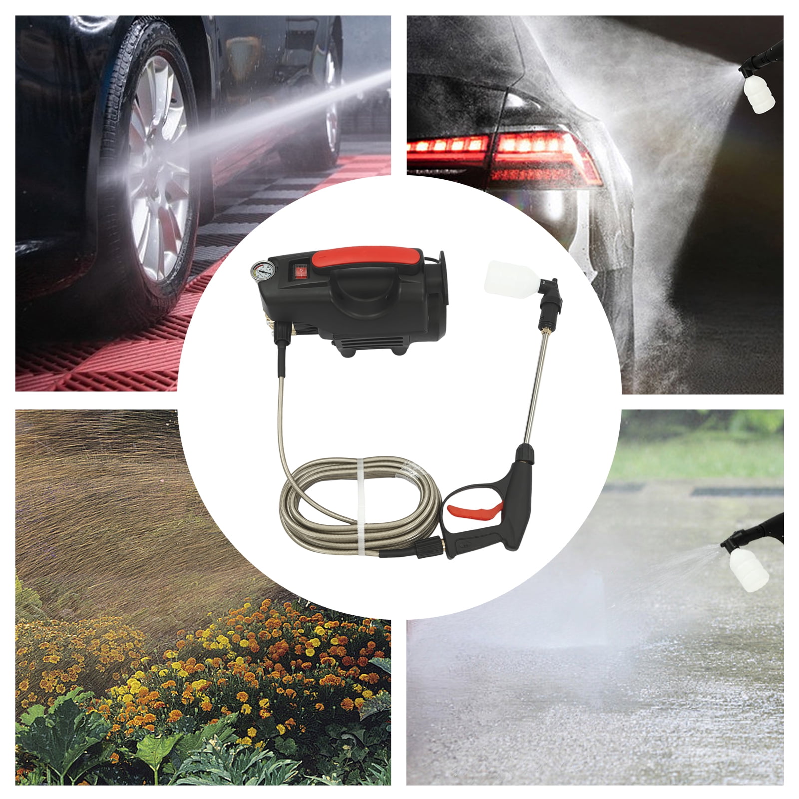 Wildnix High Pressure Washer Pump, 1400W High Efficiency Cleaning Machine with Foam Pot, Extension Pole, and 32.81ft Hose for Car and Floor Cleaning