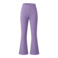 thumbnail image 4 of Mooqilaa Girls Flare Leggings Size 9-10 Years, Ribbed Knit Stretchy Casual High Waist Flare Pants Purple, 4 of 7