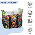 thumbnail image 5 of Colorful Futuristic Graffiti Reusable Grocery Bags with Handle Side Pocket Waterproof Shopping Portable Tote, 5 of 8