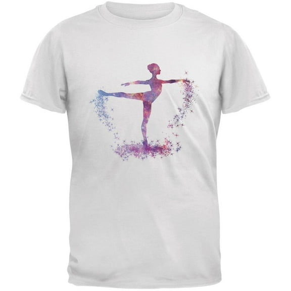 Galaxy Ballarina Dancer White Adult T-Shirt - Medium