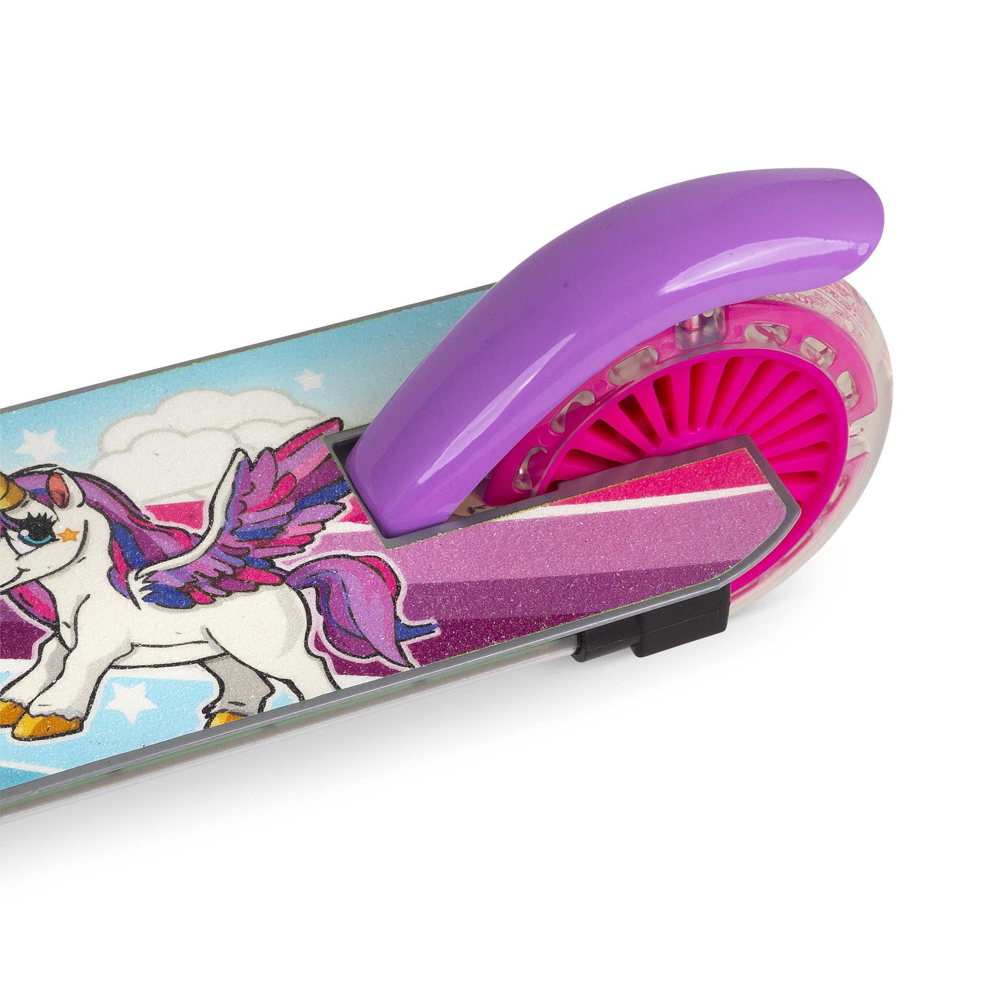 Ozbozz: Flashing Scooter - Unicorn - Light-Up Wheels, Adjustable Height, 2 Wheel Outdoor Ride-On, Foam Handles, Foldable, 100lb Limit, Kids 5+