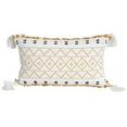 thumbnail image 2 of Funda de almohada de felpa con borlas decorativa, sencilla, estilo retro europeo, suave Rejilla amarilla 12 × 20 pulgadas, 2 of 9