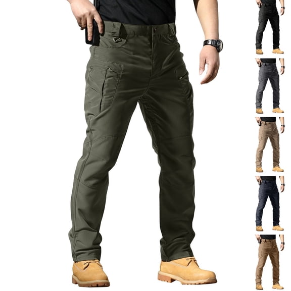 HAJWOH Men's Cargo Pants Stretch Waterproof Ripstop Fabric Pants Lightweight Casual Hiking Outdoor Work Pants