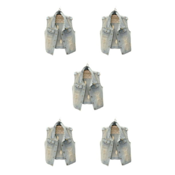 Guardurnaity Primavera otoño fiesta mujeres hombres chaleco vaquero sin mangas botón abajo chaqueta Type2 NO2