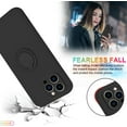 thumbnail image 6 of Case for iPhone 15 Pro Max（2023 Released）, Silicone Case with Ring 360°rotatable Kickstand Support Magnetic Car Mount，Protective Cover with Strap Lanyard (Black), 6 of 14
