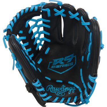 Rawlings R9 11.5-Inch Infield Glove | 115U Pattern | RHT/LHT | Black/Columbia Blue