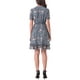 thumbnail image 3 of Vestido de gasa con volantes y mangas cortas A-Line con fruncido floral para mujer XL gris azul, 3 of 6