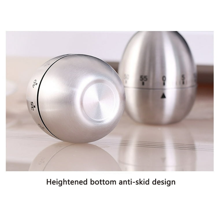Kitchen Timer Manual, Stainless Steel Egg Shaped Mechanical Rotating Alarm with 60 Minutes for Cooking