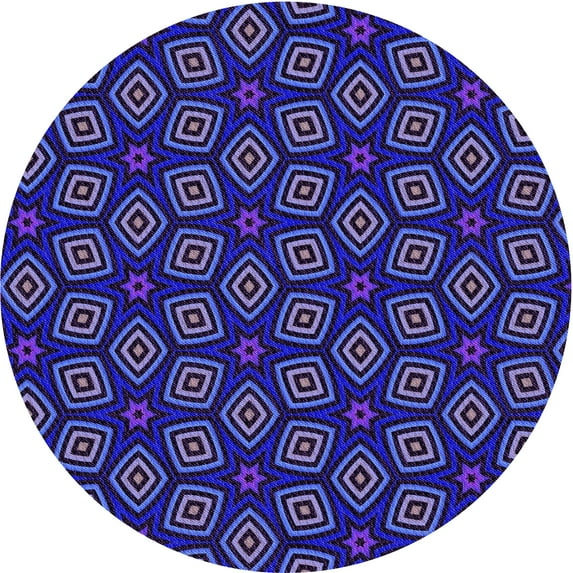 Ahgly Company Machine Washable Indoor Round Transitional Midnight Blue Area Rugs, 8' Round