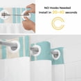 thumbnail image 5 of Aqua Beige Striped No Hook Shower Curtain Waterproof, Bathroom Curtains with Snap in Liners and See Through Top Window, Modern Farmhouse Retro Lines Hotel Style Bathtub Curtains Shower 66"Wx72"L, 5 of 8