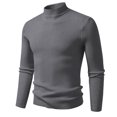 thumbnail image 1 of Chandail Col Roulé pour Hommes Ajusté Extensible Tricoté Automne Hiver Chaud Décontracté Chandail-Over Gris Foncé 3TG, 1 of 2