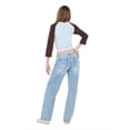 thumbnail image 5 of Forever 21 Women's Blue Y2K Wide-Leg Denim, Minimal Tie Waist Detail for Everyday Casual Wear, Size 2, 5 of 6