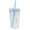 Blue, variant on Clear Plastic Tumbler with Cat Graphic, 15.2 oz Capacity with Lid & Straw, Spill-Proof Cup for Iced Drinks at Work or Gym