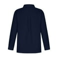 thumbnail image 3 of GXIPO Womens Button Down Shirts Dress Shirts Long Sleeve Wrinkle Free Collared Work Office Blouses Cotton Linen Tops Navy 4XL, 3 of 6
