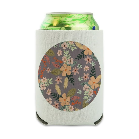French Garden Flowers Can Cooler - Drink Sleeve Hugger Collapsible Insulator - Beverage Insulated Holder